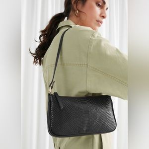& Other Stories Black leather shoulder Bag / Clutch Bag